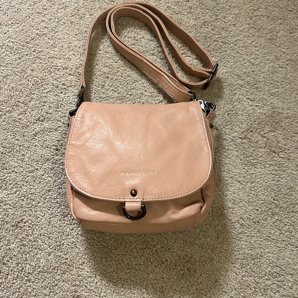 Wanderers Travel Co Handbags - Wanderers Travel Co. Blush Pink Tan Leather Crossbody Bag